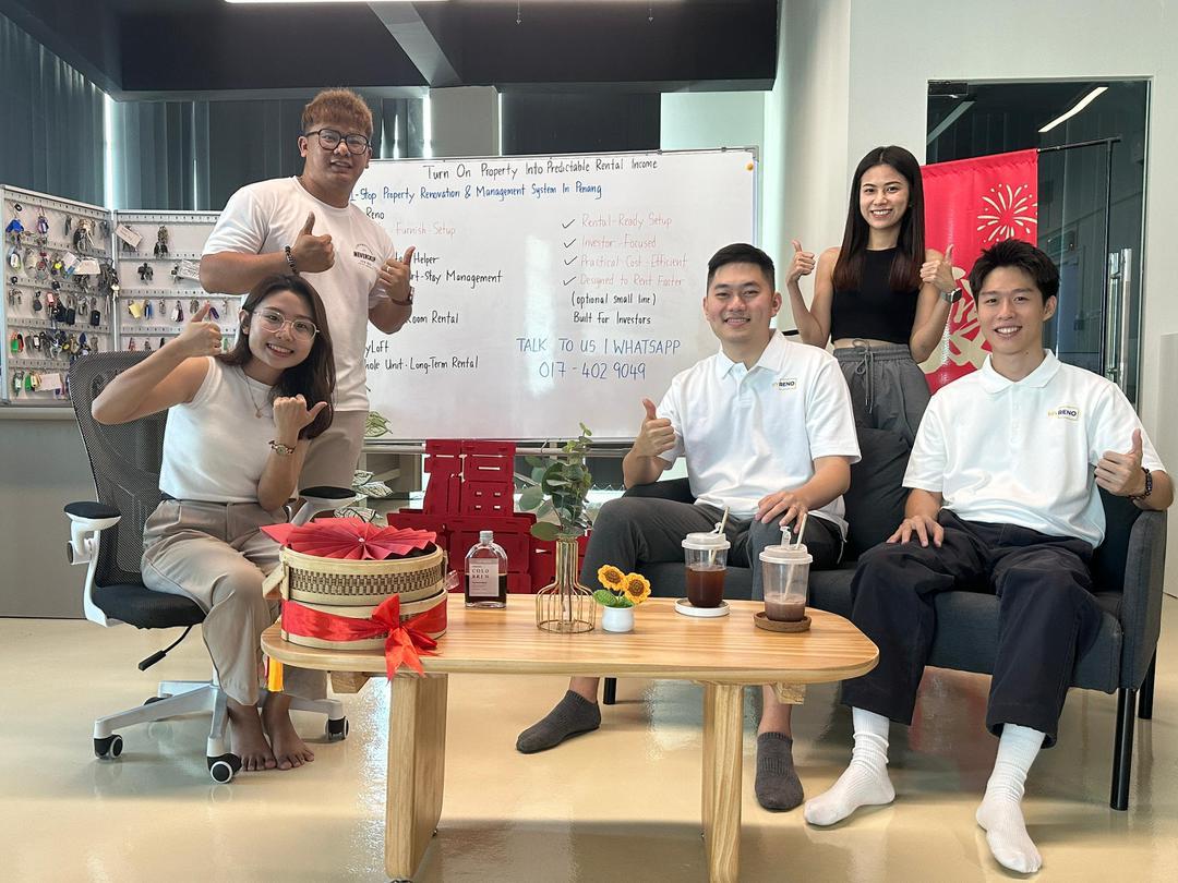 MyRoom Penang property management team working in the George Town HQ office handling room rental operations for owners across Bayan Lepas, Gelugor and Batu Maung
